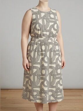Reitmans Open Back Geo Abstract Print MIDI Dress
